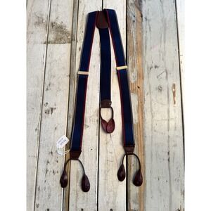 VINTAGE BUTTON‎ ON SUSPENDERS CAS GERMANY NAVY RED & GREY TRIMMED SPB126